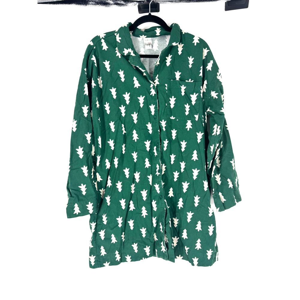 Hanna Anderson Flannel Christmas Tree Pajama Dress Women's M